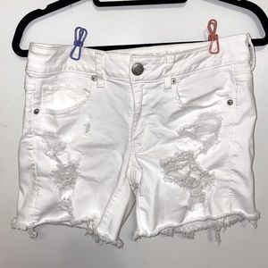 American Eagle White Ripped Shorts